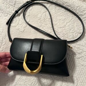 Charles & KEITH GABINE crossbody Elegant Black and Gold Women's Bag